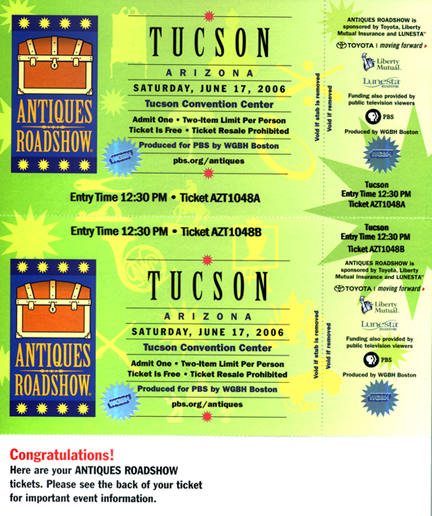 Antiques Roadshow Tickets - Tucson