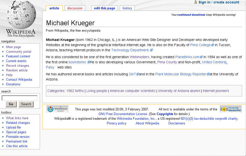 Michael Krueger - Wikipedia, the free encyclopedia