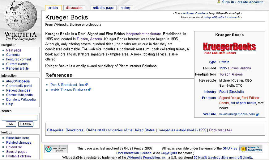 Krueger Books - Wikipedia, the free encyclopedia